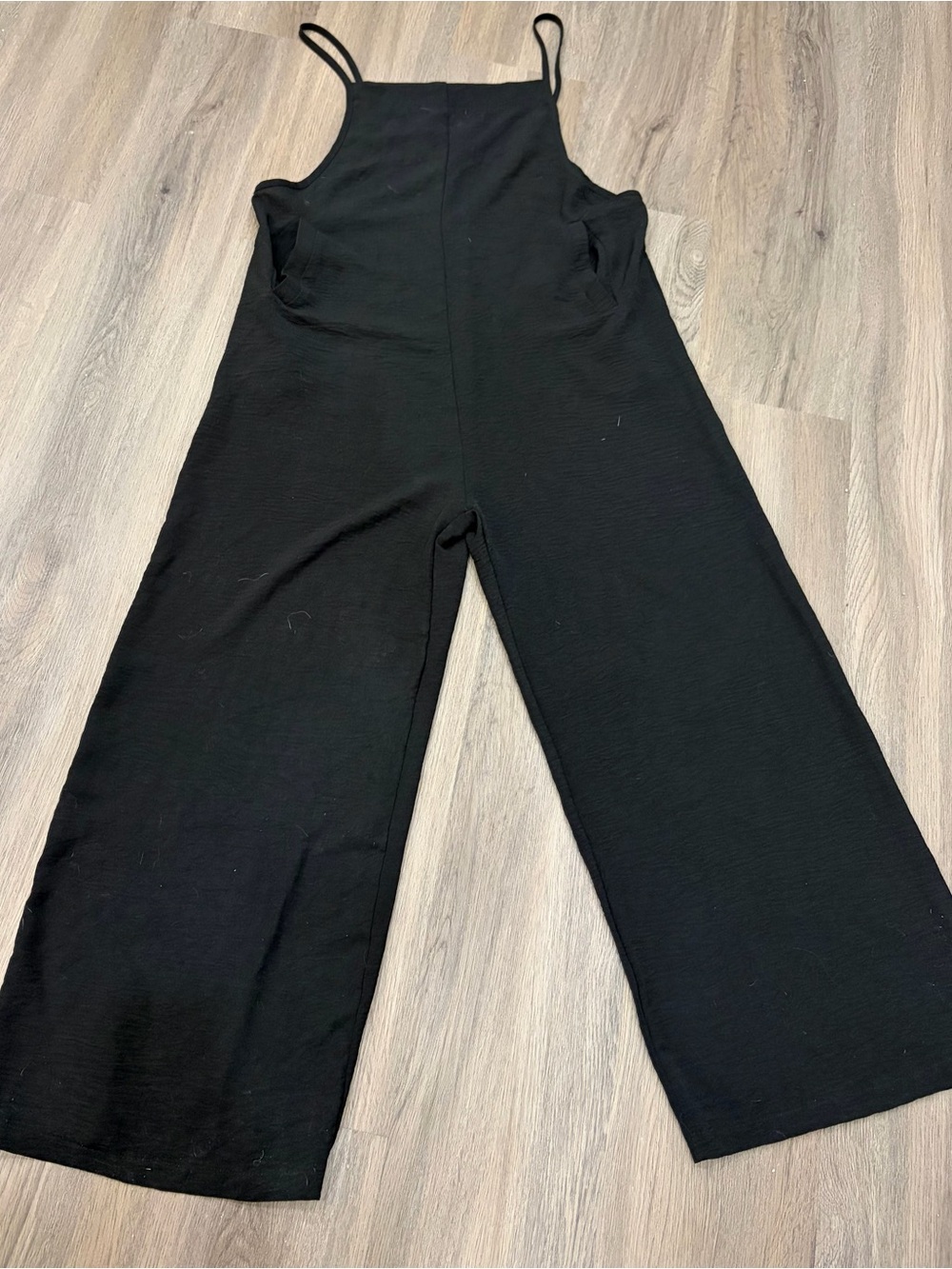 Black Wide-Leg Spaghetti-Strap Jumpsuit